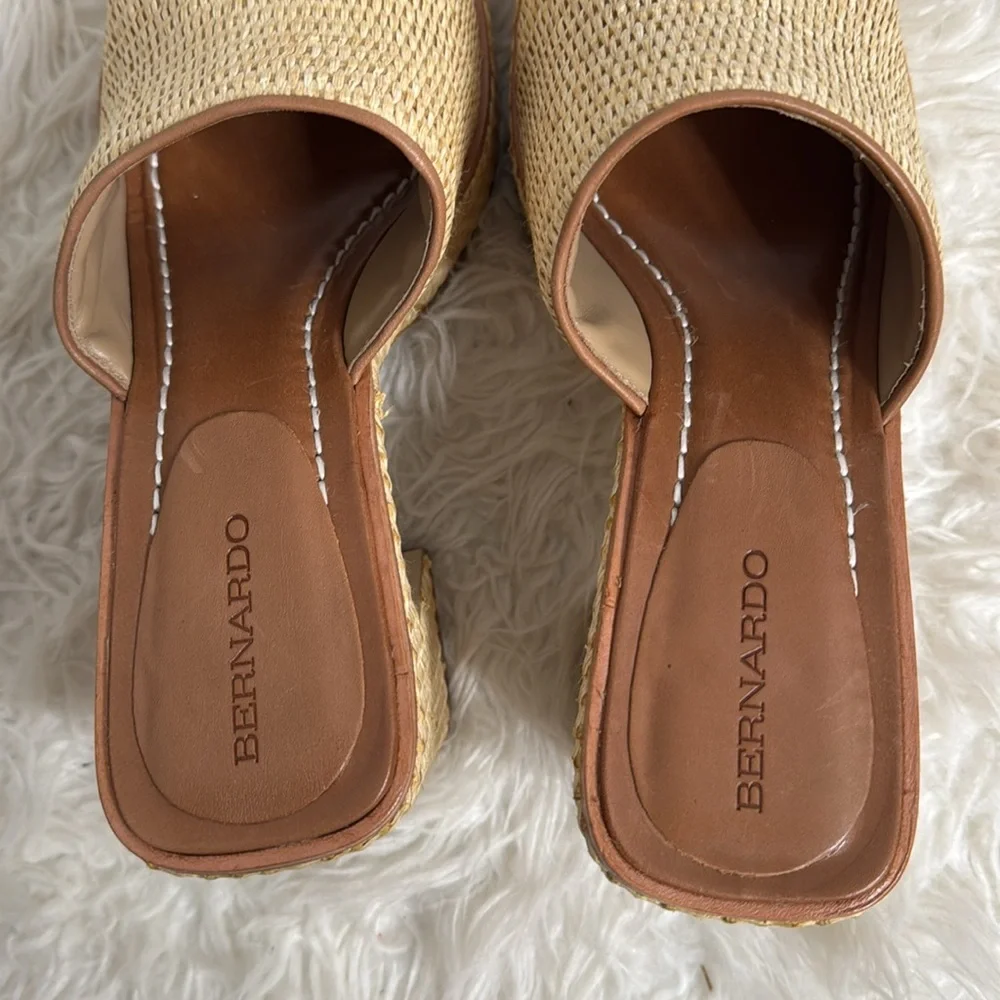 BERNARDO KENNY RAFFIA PLATFORM HEEL SANDALS